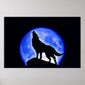 Wolf Howling op Moon Poster Print - Wolf Posters (Voorkant)