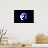 Wolf Howling op Moon Poster Print - Wolf Posters (Keuken)