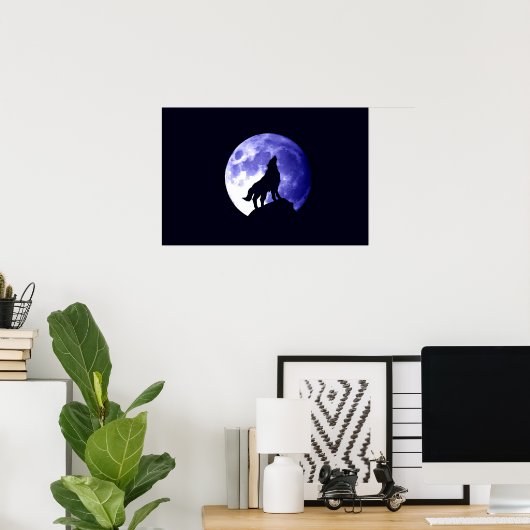 Wolf Howling op Moon Poster Print - Wolf Posters (Thuiskantoor)