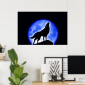 Wolf Howling op Moon Poster Print - Wolf Posters (Thuiskantoor)