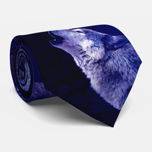 Wolf Howling op Moon Stropdas (Opgerold)