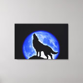 Wolf Howling op Moon Wrapped Canvas (Voorkant)