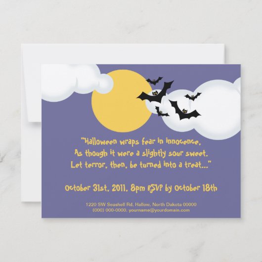 Wolf Howling op uitnodiging van Moon Halloween Par (Achterkant)