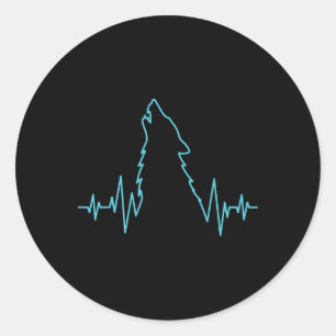 Wolf Howling Pulse Hartslag Wolven Kostuum Dier Ronde Sticker