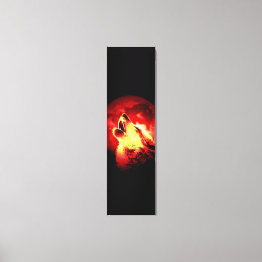 Wolf Howling & Rode Maan Custom Wrapped Canvas (Voorkant)