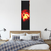Wolf Howling & Rode Maan Custom Wrapped Canvas (Insitu (Slaapkamer))
