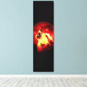 Wolf Howling & Rode Maan Custom Wrapped Canvas (Insitu (Houten vloer))