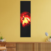 Wolf Howling & Rode Maan Custom Wrapped Canvas Afdruk (Insitu (Woonkamer))
