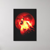 Wolf Howling & Rode Maan Verpakt Canvas (Voorkant)