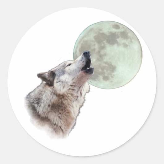 Wolf Howling Ronde Sticker (Voorkant)