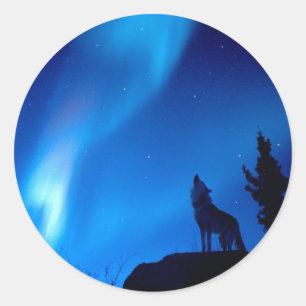 Wolf Howling Ronde Sticker