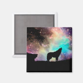 Wolf Howling Silhouette Magnet (Voorkant / Achterkant)
