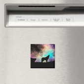 Wolf Howling Silhouette Magnet (Insitu (Vaatwasser))