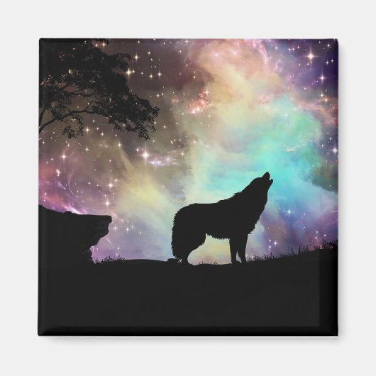 Wolf Howling Silhouette Magnet (Voorkant)
