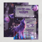 Wolf Howling | uitnodiging van Birthday Halloween (Voorkant / Achterkant)