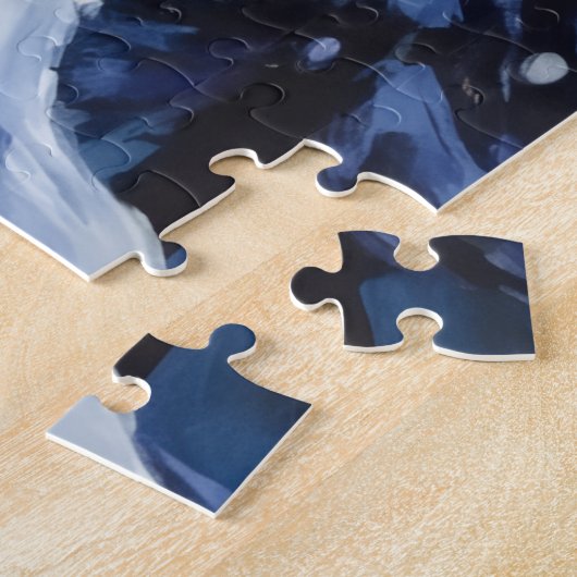 Wolf Howling Under the Christmas Moon Hat Legpuzzel (Zijkant)