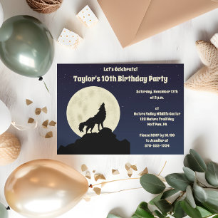 Wolf Howling van de Moon Midnight Blue Party Kaart