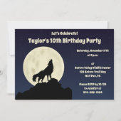 Wolf Howling van de Moon Midnight Blue Party Kaart (Voorkant)