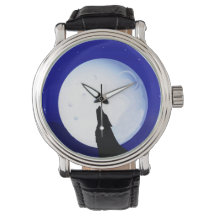 Wolf Howling van de Moon Wristwatch
