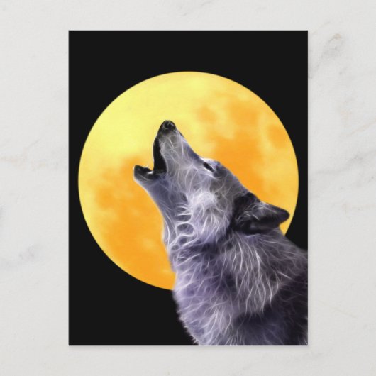 Wolf howls op volle maan briefkaart (Voorkant)