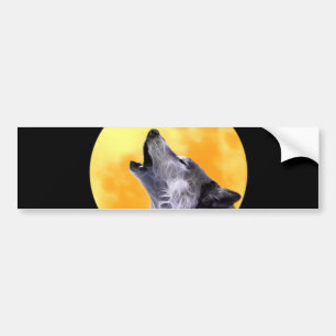 Wolf howls op volle maan bumpersticker