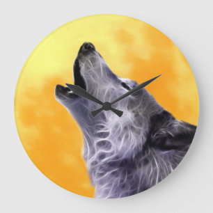 Wolf howls op volle maan grote klok