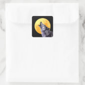 Wolf howls op volle maan vierkante sticker (Tas)