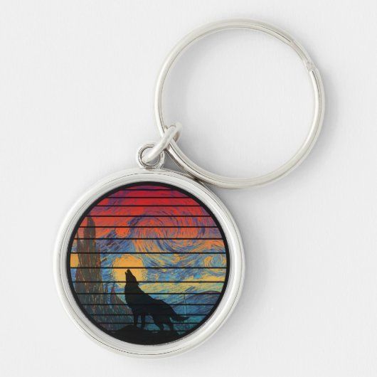 WOLF HUILEN ABSTRACTE STIJL SLEUTELHANGER (Voorkant)