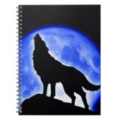 Wolf huilen bij Blue Moon Notitieboek (Voorkant)