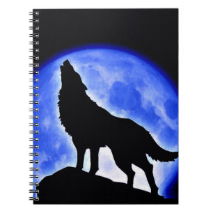 Wolf huilen bij Blue Moon Notitieboek