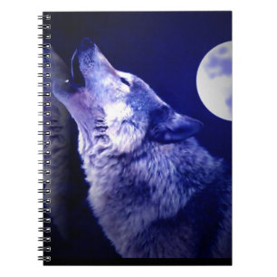 Wolf huilen bij Blue Moon Notitieboek