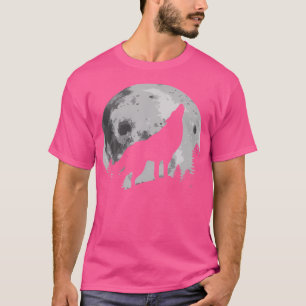 Wolf huilen bij de grote maan t-shirt