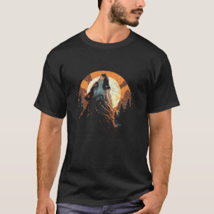 Wolf huilen bij de maan Cartoon Mannen nationale p T-shirt