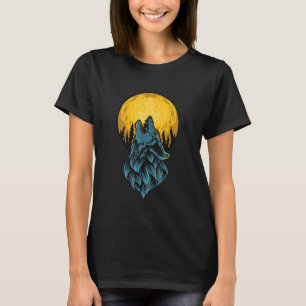 Wolf huilen bij Full Moon Mountain Wildlife Natuur T-shirt