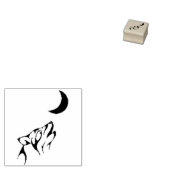Wolf huilen bij maanstempel rubberstempel (Gestempeld)
