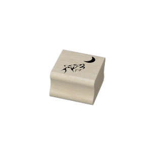Wolf huilen bij maanstempel rubberstempel