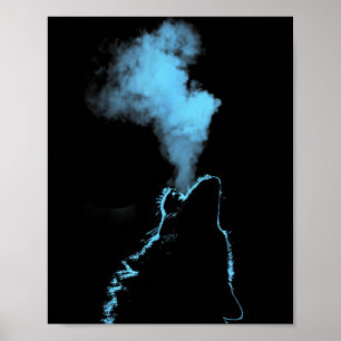 Wolf Huilend naar de Maan Sterrennacht Wolven Anim Poster