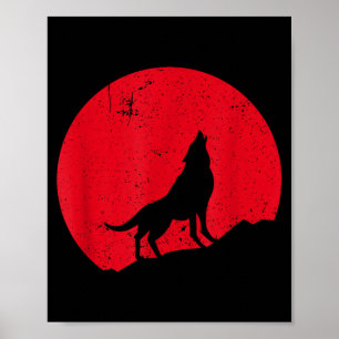 Wolf huilend naar de maan wolven eng nacht hallowe poster