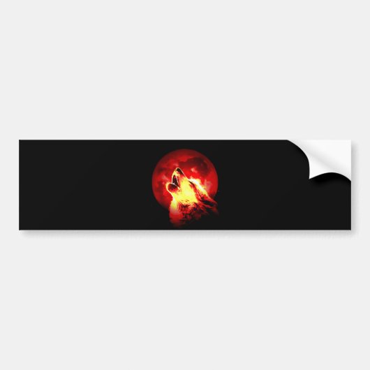 Wolf huilend naar rode nacht bumpersticker (Voorkant)
