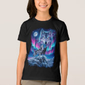 Wolf Huilende Aurora Maan Tri-Blend Shirt (Voorkant)