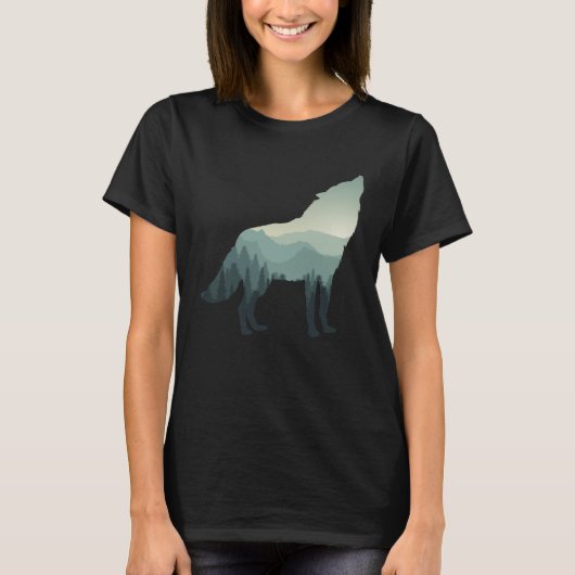 Wolf Huilende Bergbos T-shirt (Voorkant)