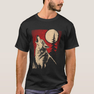 Wolf Huilende Maan Bos Natuur Wandel Kamp Wil T-shirt