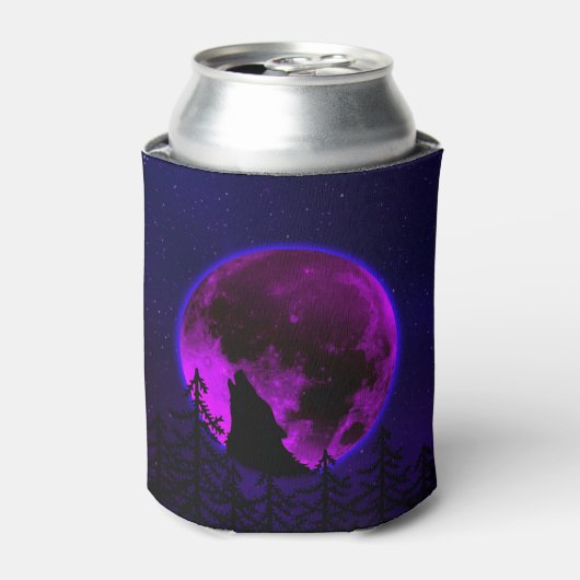 WOLF HUILENDE MAAN MAGENTA BLIKJESKOELER (Blikje Voorkant)