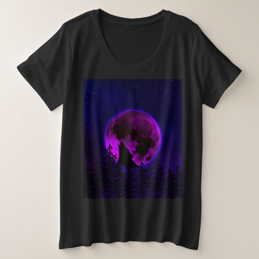 WOLF HUILENDE MAAN MAGENTA GROTE MAAT T-SHIRT (Design voorkant)