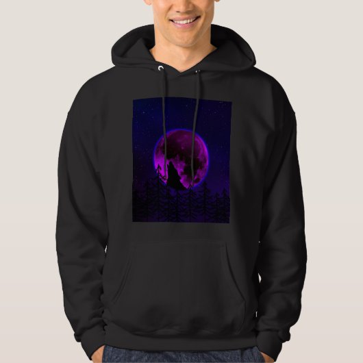 WOLF HUILENDE MAAN MAGENTA HOODIE (Voorkant)