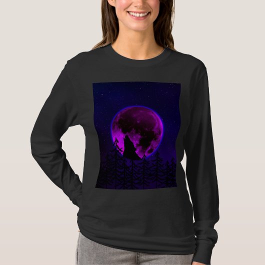 WOLF HUILENDE MAAN MAGENTA T-Shirt (Voorkant)