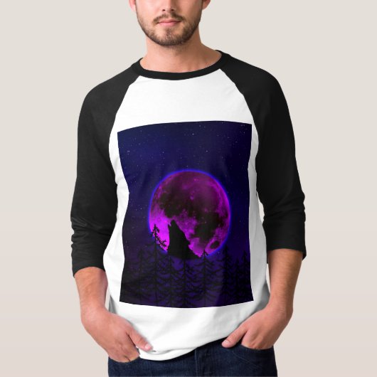 WOLF HUILENDE MAAN MAGENTA T-Shirt (Voorkant)