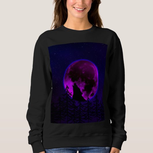 WOLF HUILENDE MAAN MAGENTA TRUI (Voorkant)