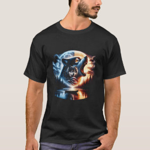 Wolf Huilende Maan Wolven 4 juli Amerikaanse Vlag T-shirt