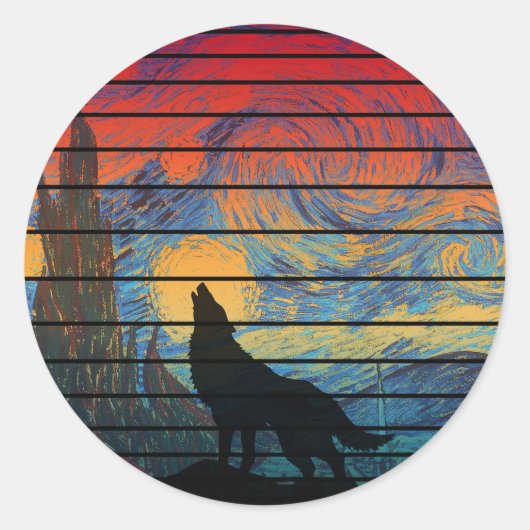 WOLF HUILT ABSTRACTE STIJL RONDE STICKER (Voorkant)